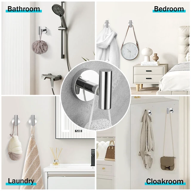 Alt view image 6 of 7 - Chrome Bathroom Hardware Set, 6 Pieces Towel Bar Towel Holder Set Includes 19.68/23.6in Towel Bar, Toilet Paper Holder,Towel Ring and Towel Hook Wall Mount Bathroom Accessories Set