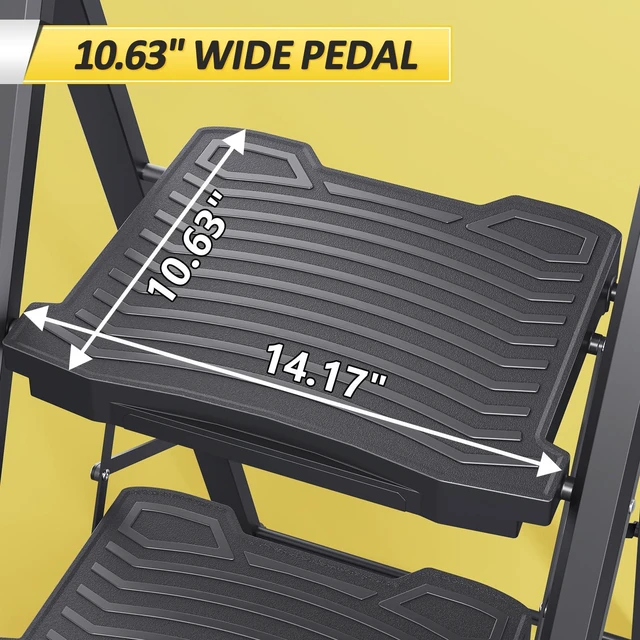 Alt view image 2 of 7 - Step Ladder 4 Step Folding, 900lbs 4 Step Ladder with Anti-Slip Wide Pedal and Handrails, Lightwight Household Ladder, Pass 900LBS Testing, for Your Kitchen, Pantry, Closets, Office Use