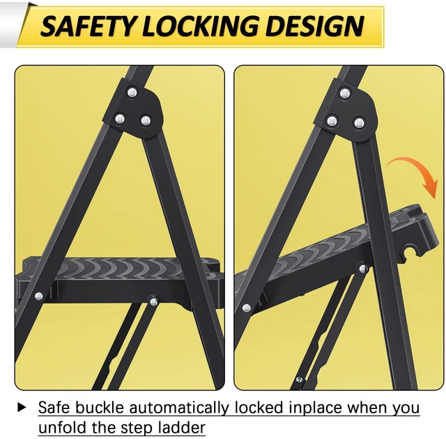 Alt view image 4 of 7 - Step Ladder 4 Step Folding, 900lbs 4 Step Ladder with Anti-Slip Wide Pedal and Handrails, Lightwight Household Ladder, Pass 900LBS Testing, for Your Kitchen, Pantry, Closets, Office Use