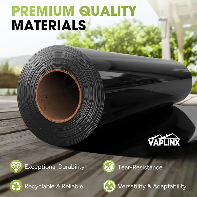 Alt view image 2 of 7 - 10 Mil Black Plastic Sheeting 5x100 FT Heavy Duty Polyethylene Plastic Rolls for Garden, Black Plastic Rolls for Crawl Space Vapor Barrier, Construction, Landscaping, Weed and Moisture Control