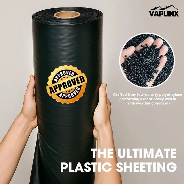 Alt view image 5 of 7 - 10 Mil Black Plastic Sheeting 5x100 FT Heavy Duty Polyethylene Plastic Rolls for Garden, Black Plastic Rolls for Crawl Space Vapor Barrier, Construction, Landscaping, Weed and Moisture Control