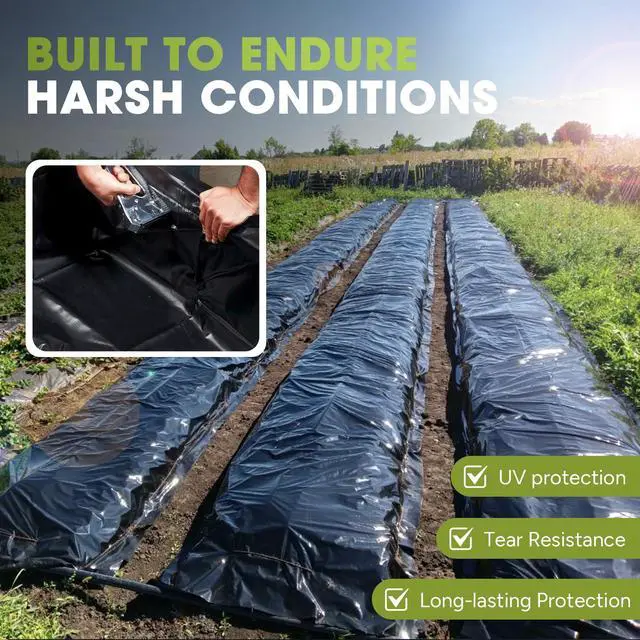 Alt view image 6 of 7 - 10 Mil Black Plastic Sheeting 5x100 FT Heavy Duty Polyethylene Plastic Rolls for Garden, Black Plastic Rolls for Crawl Space Vapor Barrier, Construction, Landscaping, Weed and Moisture Control