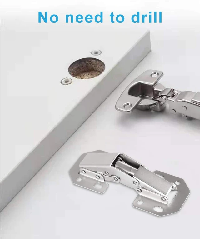 Alt view image 3 of 5 - 50-Pack Hidden Hinges for Cabinet Doors Frameless, Concealed Cabinet Hinge, 90 Degree Surface Mount Hinges