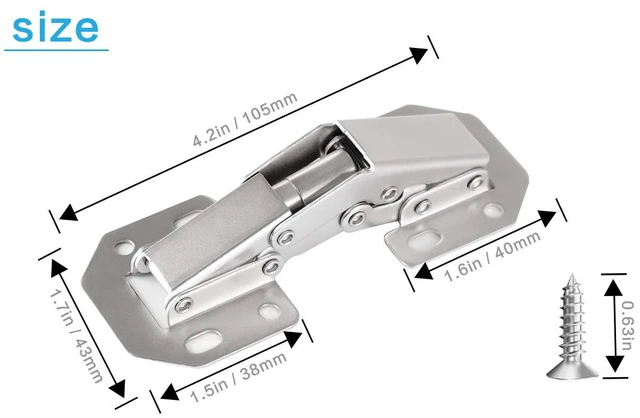 Alt view image 4 of 5 - 50-Pack Hidden Hinges for Cabinet Doors Frameless, Concealed Cabinet Hinge, 90 Degree Surface Mount Hinges