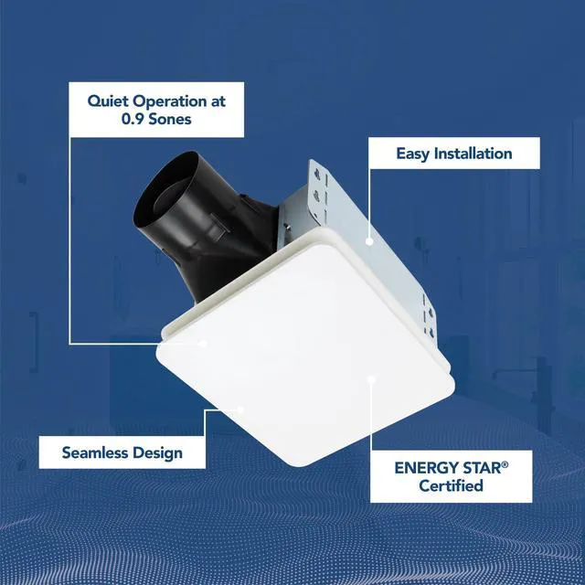 Alt view image 2 of 7 - Bathroom Exhaust Fan Easy Retrofit Without Attic Access, Ultra Quiet 0.9 Sones, Effective Ventilation at 60 CFM ENERGY STAR Certified Moisture and Odor Control