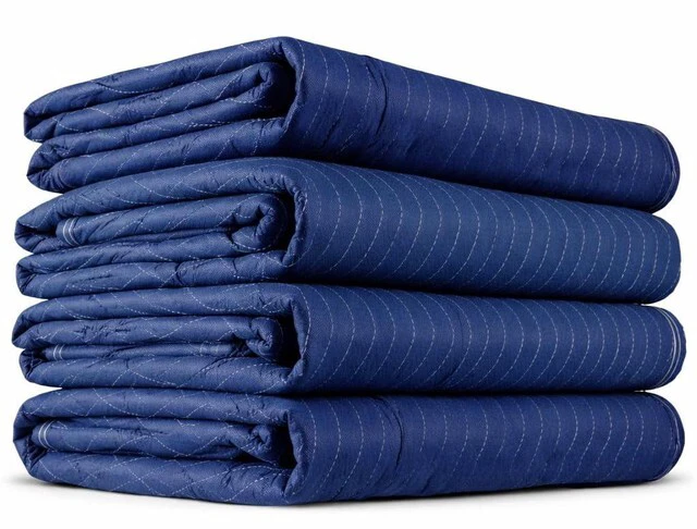 Main image of Moving Blankets Heavy Duty 72"x80" 4-Pack (43 lbs/doz), Packing Blankets for Moving Furniture, Shipping, and Storage, Lightweight Quilted Furniture Pads, Tough Blue Polyester