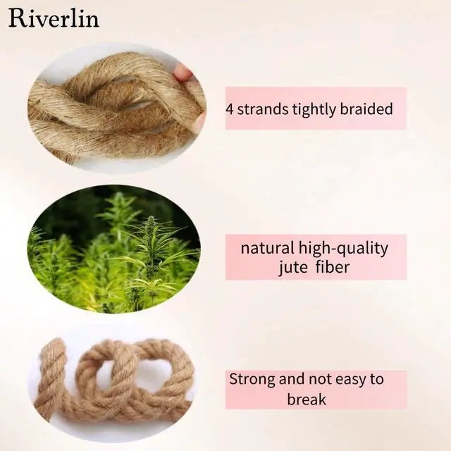 Alt view image 6 of 6 - Jute Rope (1.5inchX 100ft) Twisted Hemp Rope for Crafts Landscaping, Home Décor, and Gardening, Strong and Durable,Suitable for Indoor and Outdoor use