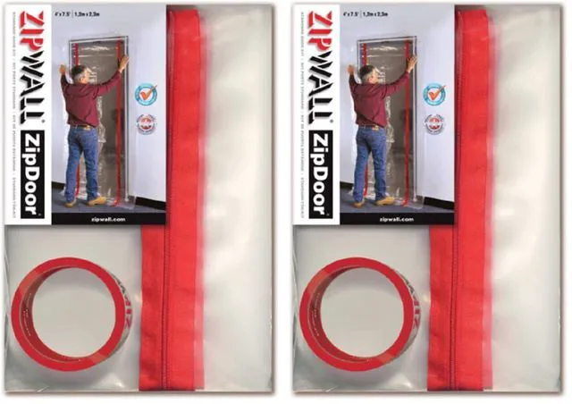 Main image of ZipDoor ZDS Standard Dust Barrier Zipper Door Kit, 2 Pack, Red