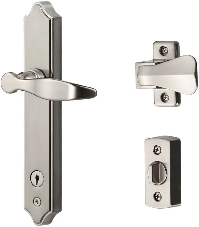 Main image of ML Storm Door Lever Handle Key Deadbolt 2 Post, Satin Nickel