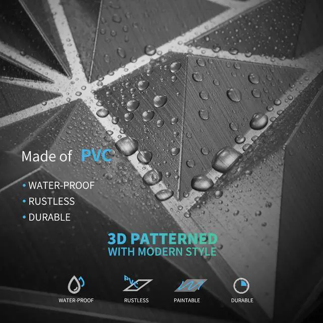 Alt view image 4 of 7 - 33-Pack Modern Diamond Textured 3D Wall Panels, 12 x 12 in, Silver Light PVC, Waterproof, Scratch Proof, Decorative Wall, Ideal for Home, Office & Commercial Spaces
