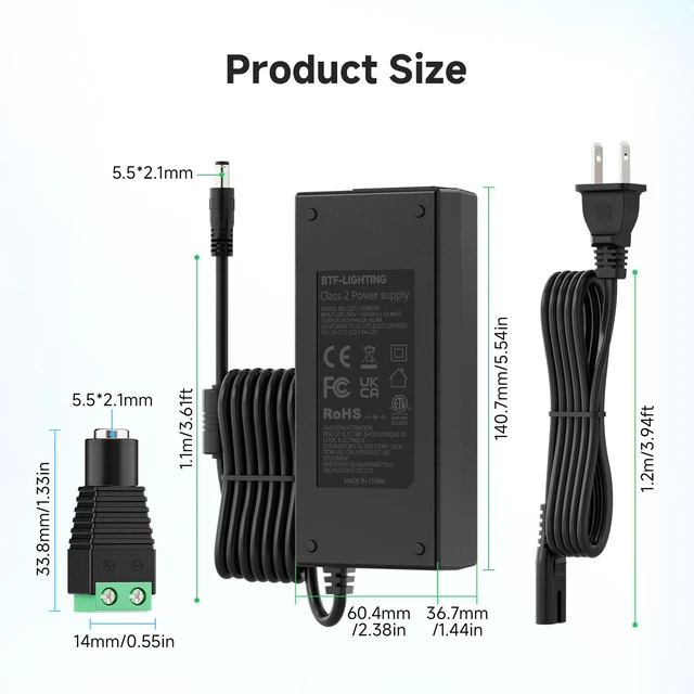 Alt view image 3 of 7 - DC24V 4A 96W LED Driver 2 Pack, Class 2 Transformer 100-240V AC to 24V DC 96W Converter, Over Voltage Protection, Short Circuit Protection