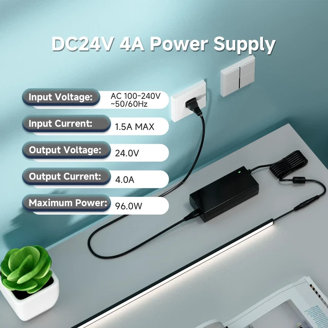 Alt view image 5 of 7 - DC24V 4A 96W LED Driver 2 Pack, Class 2 Transformer 100-240V AC to 24V DC 96W Converter, Over Voltage Protection, Short Circuit Protection