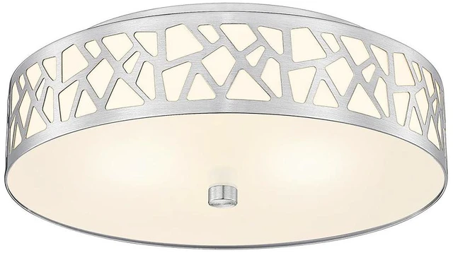 Main image of 3-Light Flush Mount Ceiling Light, 16 Inch Modern Light Fixture with Brushed Nickel Metal and Frosted Glass Shade for Bedroom, Hallway, Kitchen