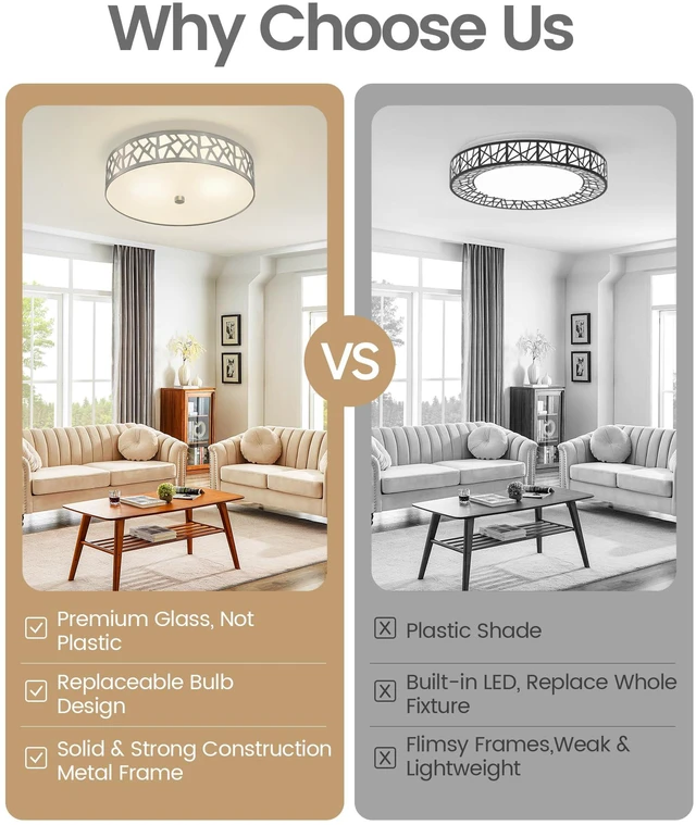 Alt view image 5 of 7 - 3-Light Flush Mount Ceiling Light, 16 Inch Modern Light Fixture with Brushed Nickel Metal and Frosted Glass Shade for Bedroom, Hallway, Kitchen