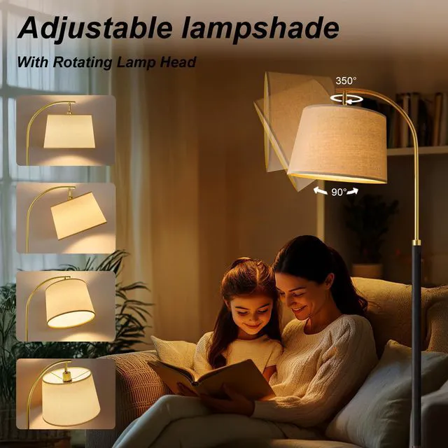 Alt view image 4 of 7 - Real Wood Floor Lamps for Living Room Bedroom, 62" Mid Century Modern Lamp Dimmable Remote 3 Color Temperature, 9W Bulb Included, Foot Switch, Black Mcm Arc Standing Tall Lamp Nursery Corner Reading
