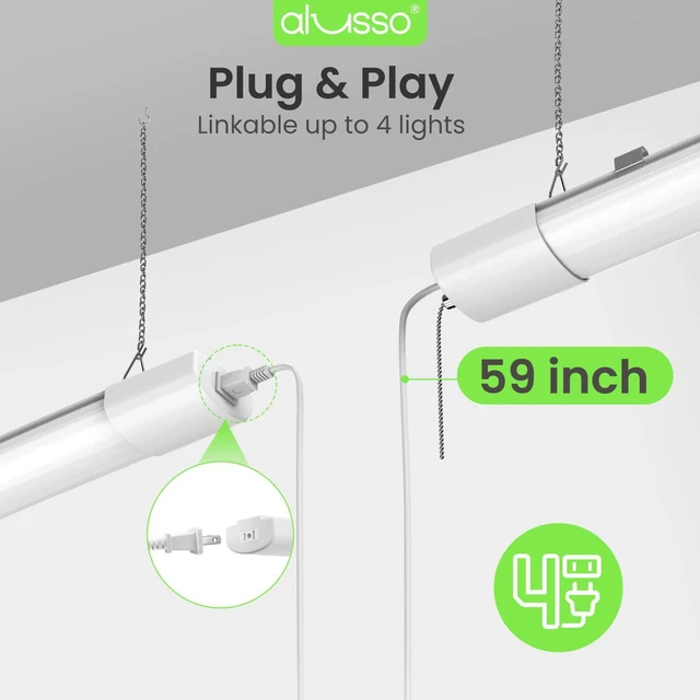 Alt view image 5 of 7 - ® LED Shop Lights 4FT for Garage, 6000LM Super Bright, Adjustable 2700K-6500K Color Temperature, 120V, Warm to Cool Daylight Linkable Shop Lights for Workshop, 2 Pack