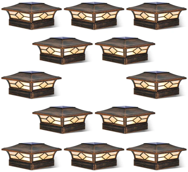 Main image of Solar Post Cap Lights Outdoor 12pack, Waterproof Solar Powered Deck Fence Post Lights for 4x4 Wood/Vinyl Posts, Solar Outdoor LED Light with Cool/Warm Lighting Decorate Garden Patio Porch