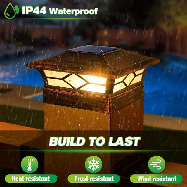 Alt view image 3 of 7 - Solar Post Cap Lights Outdoor 12pack, Waterproof Solar Powered Deck Fence Post Lights for 4x4 Wood/Vinyl Posts, Solar Outdoor LED Light with Cool/Warm Lighting Decorate Garden Patio Porch