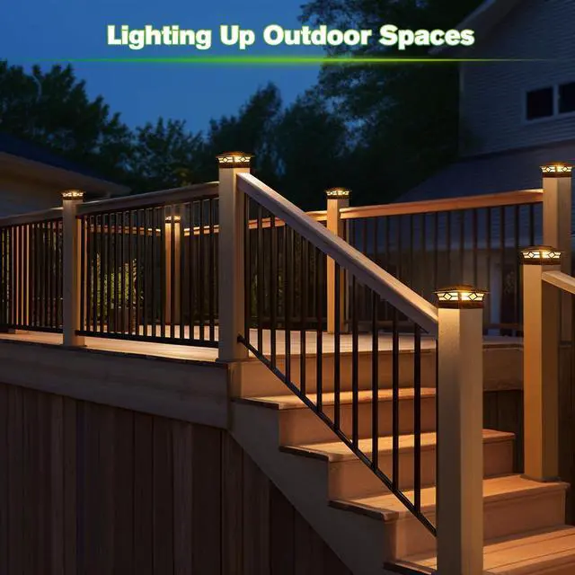 Alt view image 6 of 7 - Solar Post Cap Lights Outdoor 12pack, Waterproof Solar Powered Deck Fence Post Lights for 4x4 Wood/Vinyl Posts, Solar Outdoor LED Light with Cool/Warm Lighting Decorate Garden Patio Porch