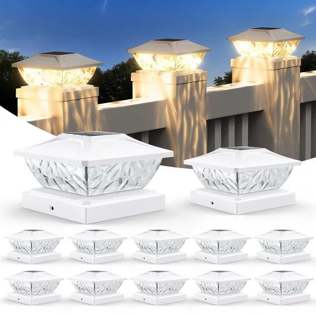Main image of 12 Pack Solar Post Cap Lights, 2 Modes Bright Solar Post Lights Outdoor Waterproof, Outdoor Post Lights Solar Powered Deck Lights for 4x4 4.5x4.5 5x5 Posts for Garden Decor