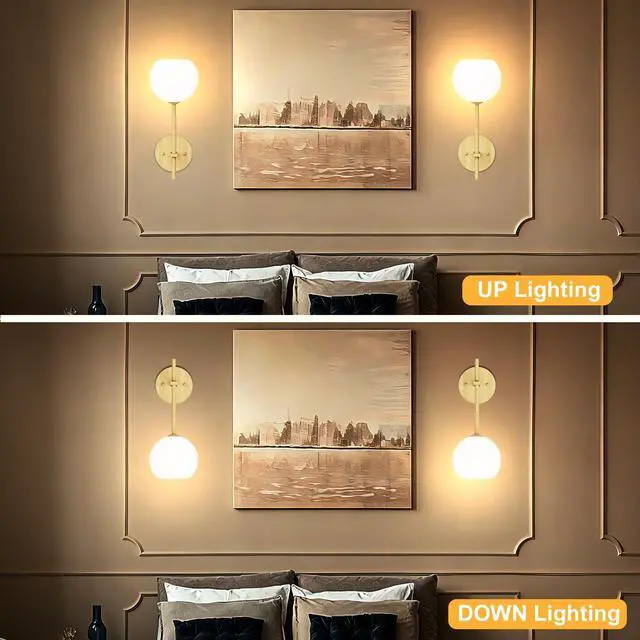 Alt view image 7 of 7 - Wood Grain Battery Operated Wall Sconces Set of 2, Rechargeable Wireless Wall Lights with Milky White Frosted Glass, 12 RGB and 3CCT Dimmable Wall Lamps with Remote for Bedroom Living Room Hallway