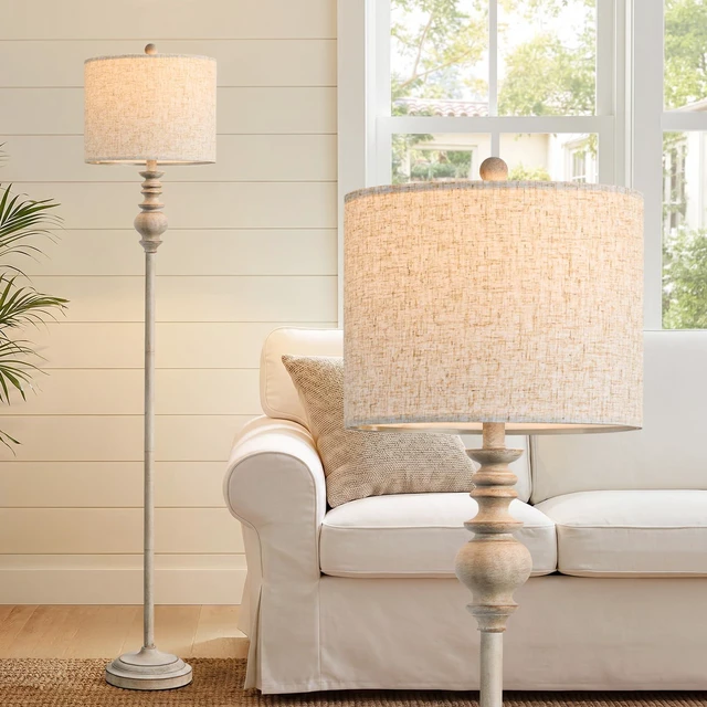 Main image of 64.25" Farmhouse Floor Lamp for Living Room, Tall Antique Gray Standing Lamp with Rotary Switch, Vintage Reading Lamp for Bedroom & Nursery, Rustic Home Decor Corner Lamp