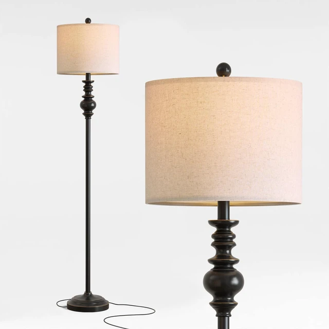 Alt view image 5 of 7 - 64.25" Farmhouse Floor Lamp for Living Room, Tall Antique Black Standing Lamp with Rotary Switch, Mid-Century Modern Reading Lamp for Bedroom & Office, Minimalist Home Decor Corner Lamp