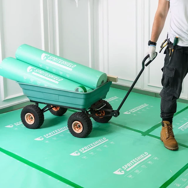 Alt view image 7 of 7 - 3 in 1 300GSM Heavy-Duty Temporary Floor Protection 39" x 100', for Construction & Renovation, Surface Protection, Film for Hardwood Floors, Tile&Hard Paint Protection, Green