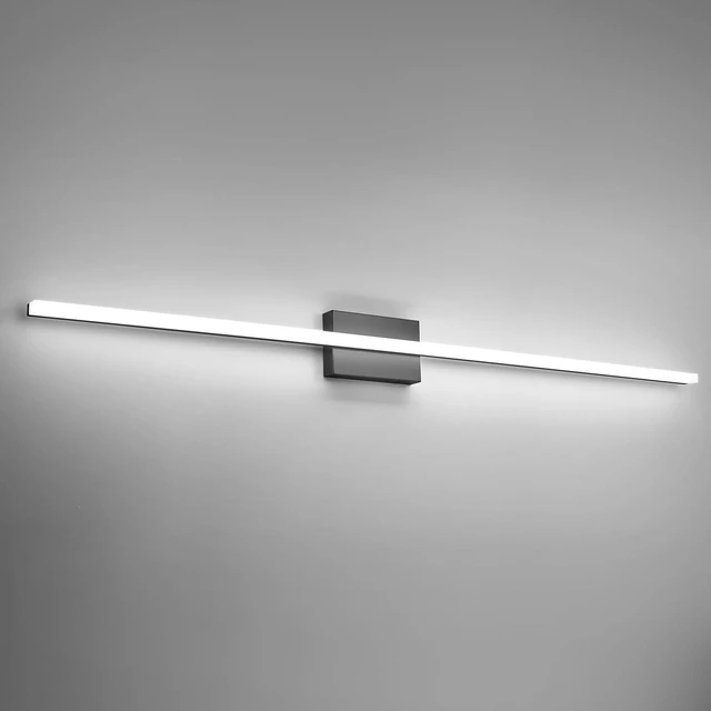 Main image of Bathroom Vanity Light Fixtures Above Mirror, Modern Wall Lamp Black 48 Inch Extra Long, Soft Shadow Free, Sleek Slim Linear Design, Bright Makeup Lighting, IP44 Rustproof, 6000K Cool White