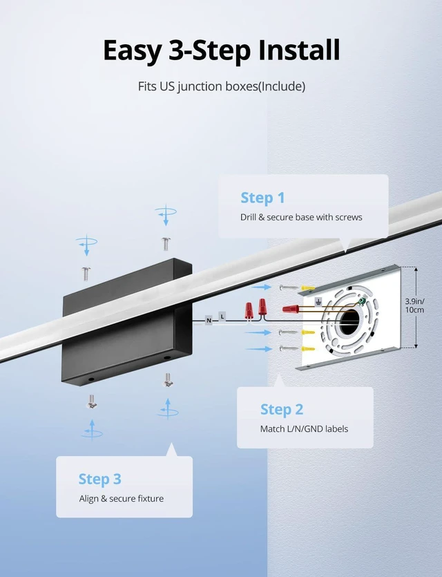 Alt view image 7 of 7 - Bathroom Vanity Light Fixtures Above Mirror, Modern Wall Lamp Black 48 Inch Extra Long, Soft Shadow Free, Sleek Slim Linear Design, Bright Makeup Lighting, IP44 Rustproof, 6000K Cool White