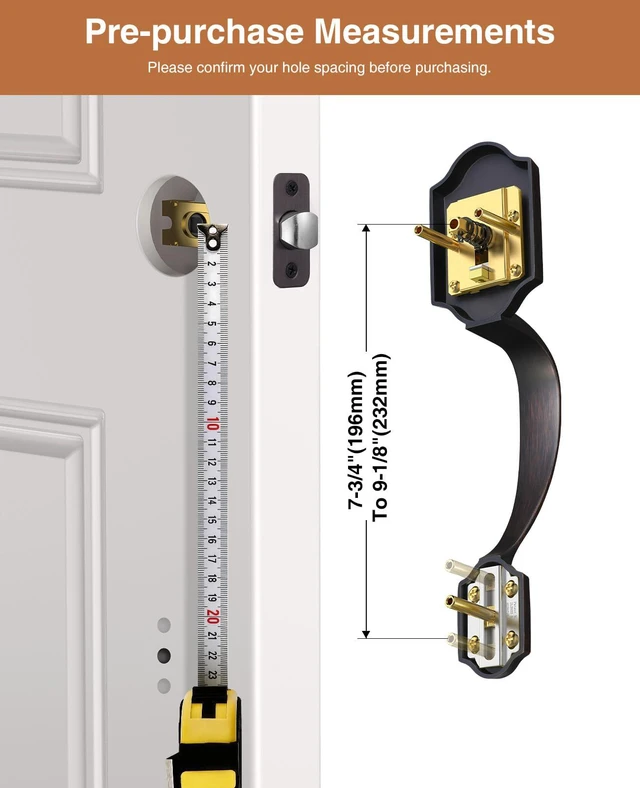 Alt view image 4 of 7 - Oil Rubbed Bronze Front Door Lock Set Classic for Home Entry Door Zinc Alloy, Front Door Handle and Deadbolt Set, Exterior Door Handle, Reversible Right Left, Fit 35-45MM Door Thickness