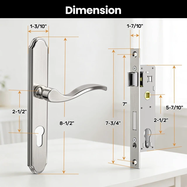 Alt view image 2 of 7 - Storm Door Handle Accessory Set, Storm Door Handle Replacement Part with Lock Cylinder and Key, Polished Nickel