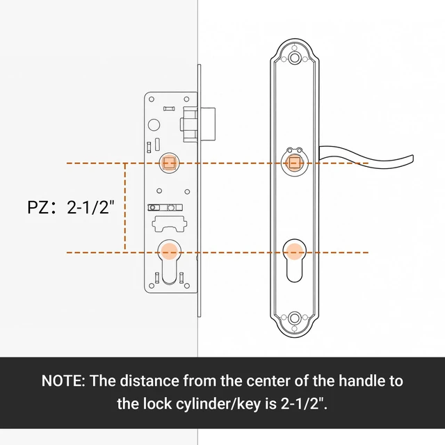 Alt view image 4 of 7 - Storm Door Handle Accessory Set, Storm Door Handle Replacement Part with Lock Cylinder and Key, 2-1/2" Handle PZ