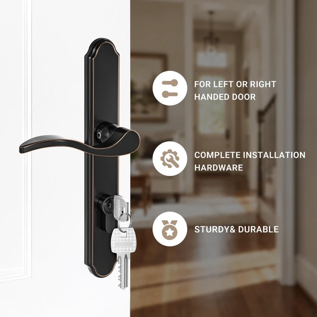 Alt view image 5 of 7 - Storm Door Handle Accessory Set, Storm Door Handle Replacement Part with Lock Cylinder and Key, 2-1/2" Handle PZ