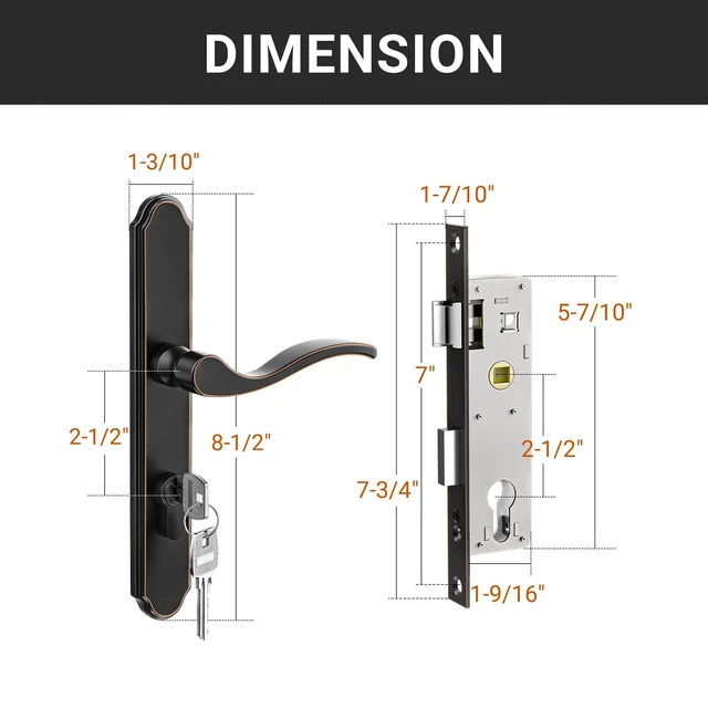 Alt view image 2 of 7 - Storm Door Handle Accessory Set, Storm Door Handle Replacement Part with Lock Cylinder and Key, 2-1/2" Handle PZ