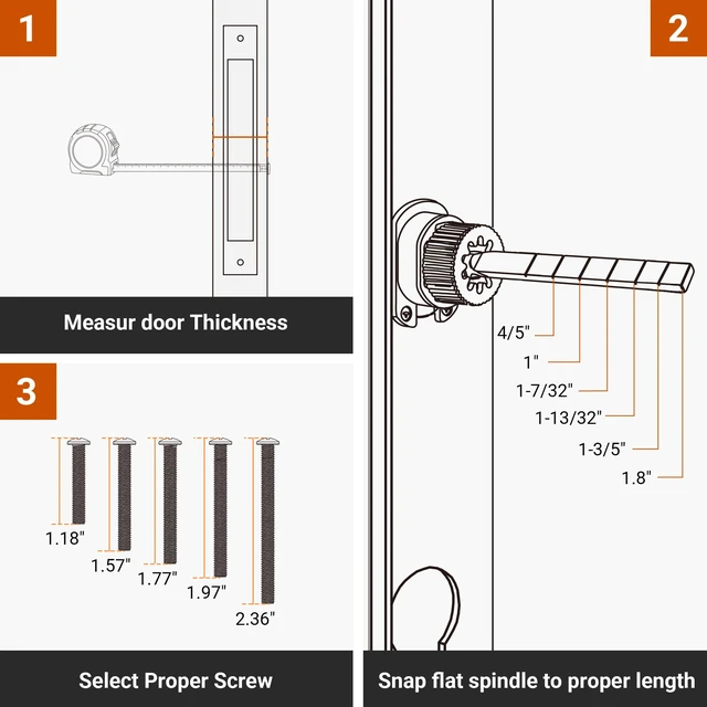 Alt view image 6 of 7 - Storm Door Handle Accessory Set, Storm Door Handle Replacement Part with Lock Cylinder and Key, 2-1/2" Handle PZ