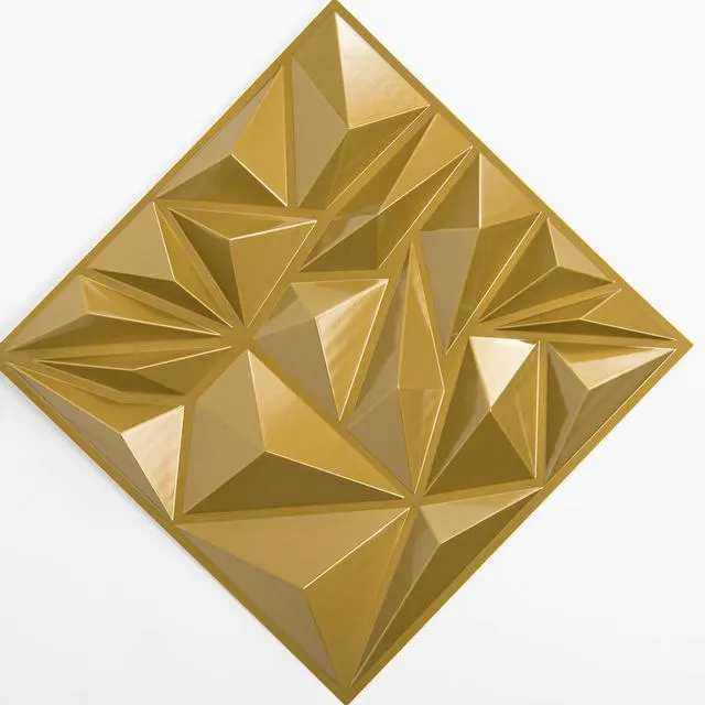 Alt view image 7 of 7 - 33-Pack Modern Diamond Textured 3D Wall Panels, 12 x 12 in, Gold Light PVC, Waterproof, Scratch Proof, Decorative Wall, Ideal for Home, Office & Commercial Spaces