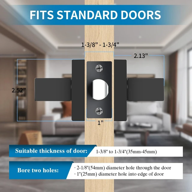 Alt view image 4 of 7 - Passage Door Lever, 6 Pack Matte Black Interior Door Handles for Hallway and Closet, Heavy Duty Square Interior Keyless Door Handles Non-Locking Door Knobs for Right & Left Side Door