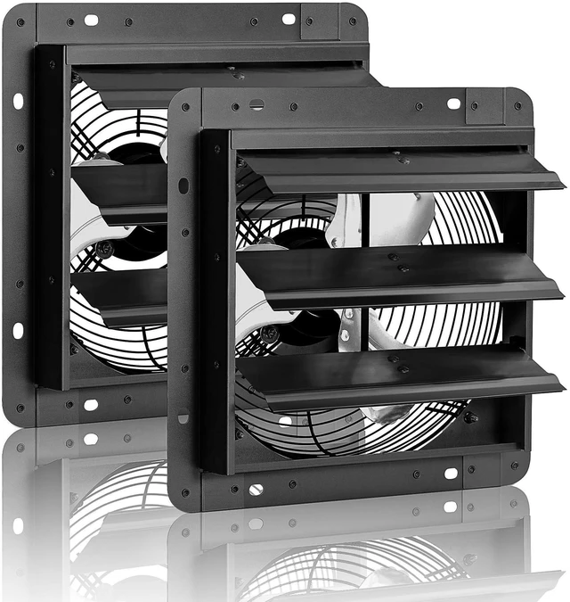 Main image of 8 Inch Shutter Exhaust Fan for Chicken Coop, 760 CFM, 2 Packs Wall Mounted Exhaust Fan, 40dB Quiet Garage Exhaust Fan for Shed, Attic, Greenhouse, Basement, Chicken Coop, Generator Room