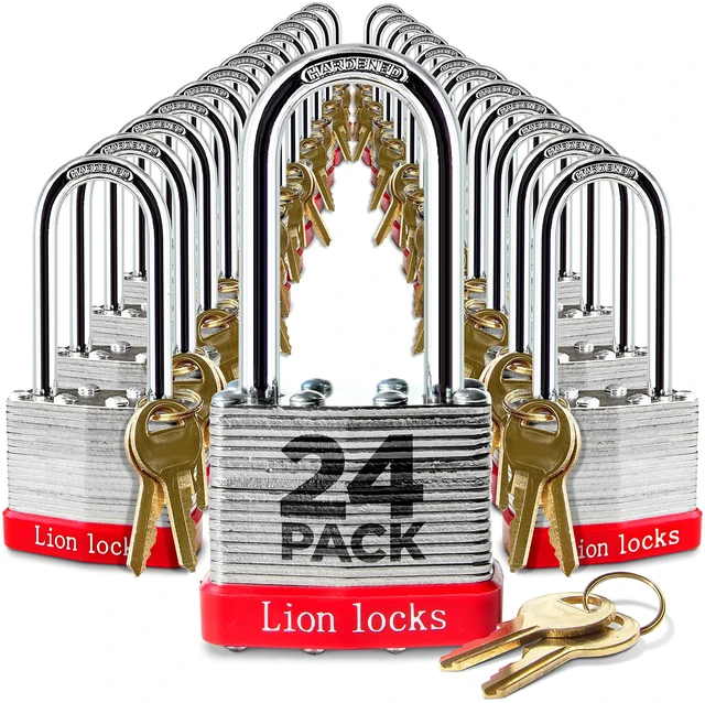 Main image of 24 Keyed Alike Padlocks with 2" Long Shackle, 48 Keys - Padlocks for Outdoor Use, Locks with Keys, Hardened Steel Case, Pick Resistant Brass Pin Cylinder for Hasp Latch, Locker, Gate