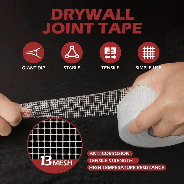 Alt view image 3 of 6 - 12Pcs - Drywall Joint Tape,Fiberglass Mesh Tape for Drywall Repair,1.97-Iinch by 150 Feet Single Roll Self-Adhesive Drywall Mesh Patch for Wall,Sheetrock,Ceiling Crack Repair