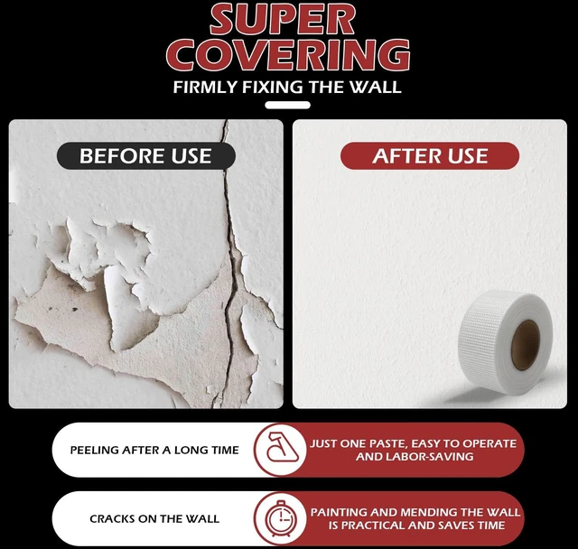 Alt view image 4 of 6 - 12Pcs - Drywall Joint Tape,Fiberglass Mesh Tape for Drywall Repair,1.97-Iinch by 150 Feet Single Roll Self-Adhesive Drywall Mesh Patch for Wall,Sheetrock,Ceiling Crack Repair
