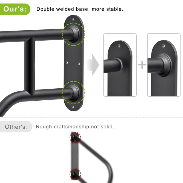 Alt view image 4 of 7 - Heavy Duty Wall Mount Handrails for Indoor Outdoor 1-3 Steps 2 Pack U-Shaped Non-Slip Grab Bars, Double Full Weld Structure, Stable Safety Railings, Ideal for Porch, Garage, Garden Stair