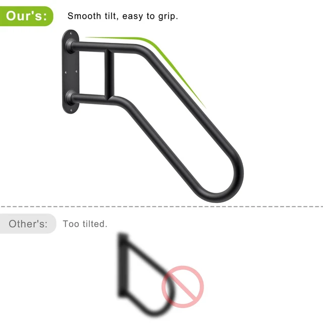 Alt view image 5 of 7 - Heavy Duty Wall Mount Handrails for Indoor Outdoor 1-3 Steps 2 Pack U-Shaped Non-Slip Grab Bars, Double Full Weld Structure, Stable Safety Railings, Ideal for Porch, Garage, Garden Stair