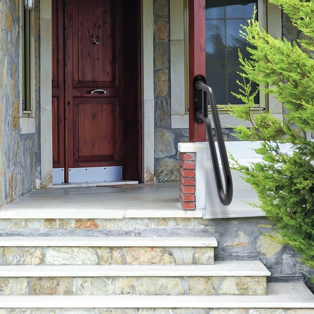 Alt view image 6 of 7 - Heavy Duty Wall Mount Handrails for Indoor Outdoor 1-3 Steps 2 Pack U-Shaped Non-Slip Grab Bars, Double Full Weld Structure, Stable Safety Railings, Ideal for Porch, Garage, Garden Stair