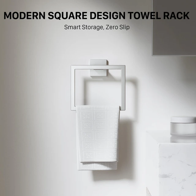 Alt view image 6 of 7 - 15-Piece 23.6 Inch Brushed Nickel Bathroom Hardware Accessories Set Stainless Steel Bath Extended Towel Bar, Toilet Paper Holder with Shelf, Towel Hooks, Square Towel Ring Wall Mounted