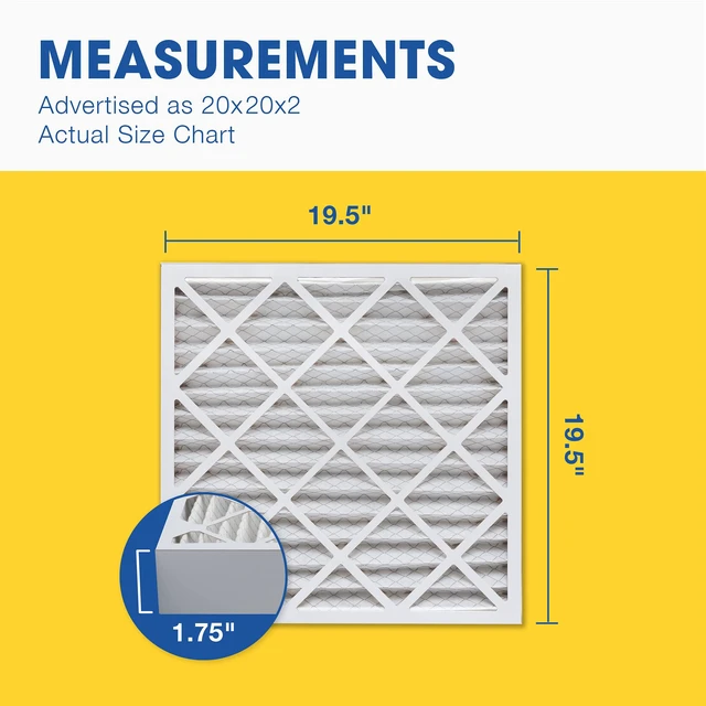 Alt view image 4 of 7 - 20x20x2 MERV 13 Air Filter, 6 Count, ACTUAL SIZE (19.50 x 19.50 x 1.75), HVAC, Air Conditioning & Furnace Filter for Allergies, Dust, Pet Dander & Smoke (MPR 1500 / FPR 10), Made in USA