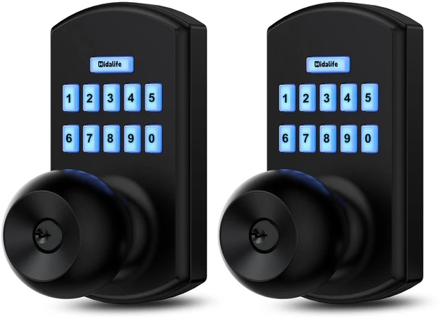 Main image of Smart Door Knob with Keypad Keyless Entry Electronic for Front Door 2 Pack 20 User Codes One-Time Codes Anti-Peep Auto-Lock Timer Passage Mode Silent Option Easy DIY Install Secure & Convenient