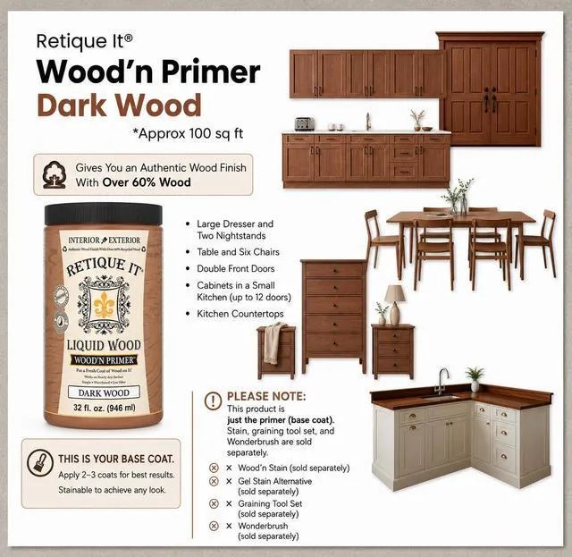 Alt view image 5 of 7 - Wood'n Primer - Paint it then stain it - Stainable Wood Fiber Paint (Dark Wood, Large)