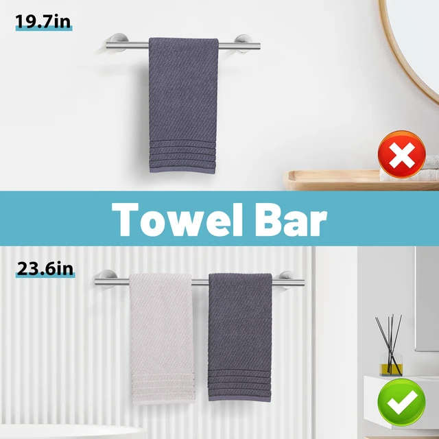 Alt view image 3 of 7 - Brushed Nickel Bathroom Hardware Set, 6 Pieces Towel Bar Bathroom Accessories Set Toilet Paper Holder Towel Holder Towel Ring and Towel Hooks Wall Mounted, SUS304 Stainless Steel Towel Rack Set